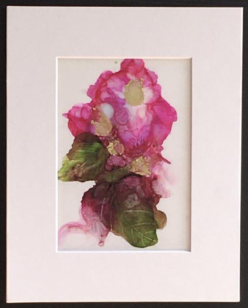 Alcohol Ink Rose Painting on Yupo Paper Unframed in 8″x10″ Matt and protected with plastic sleeve. picture