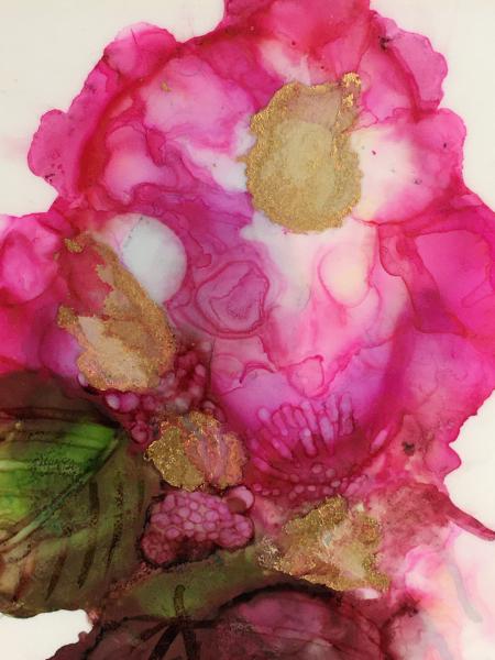 Alcohol Ink Rose Painting on Yupo Paper Unframed in 8″x10″ Matt and protected with plastic sleeve. picture