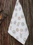 Linen Tea Towel Watercolor Sheep and Hearts