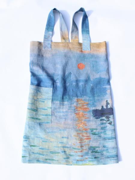 Linen cross-back apron Claude Monet Impression, Sunrise picture