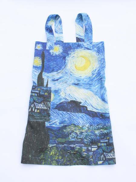 Linen cross back apron Vincent Van Gogh Starry Night picture