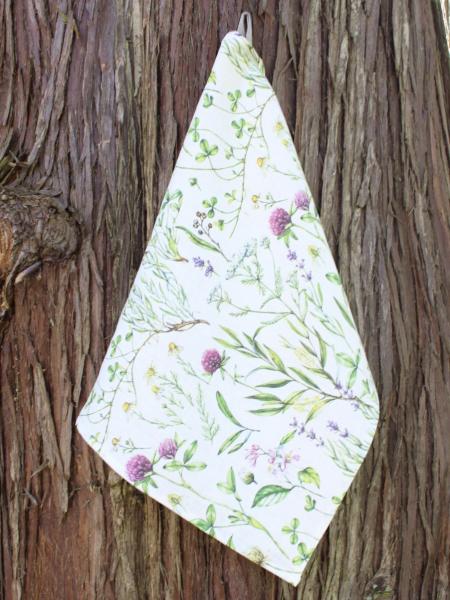 Linen Tea Towel Field of Herbs