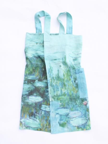 Linen cross back apron Claude Monet Water Lilies Light Blue picture