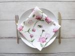 Linen napkins Pink Peonies Set of two
