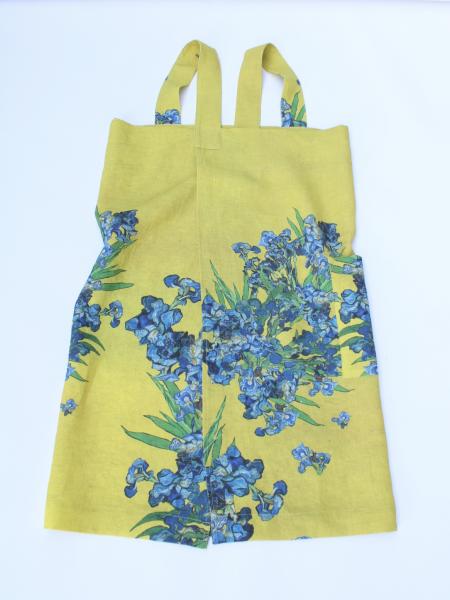 Linen cross back apron Vincent Van Gogh Irises picture