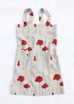 Linen cross back apron Red Poppies