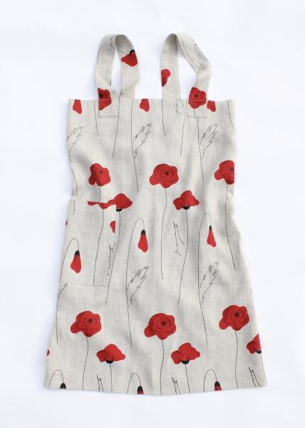 Linen cross back apron Red Poppies picture