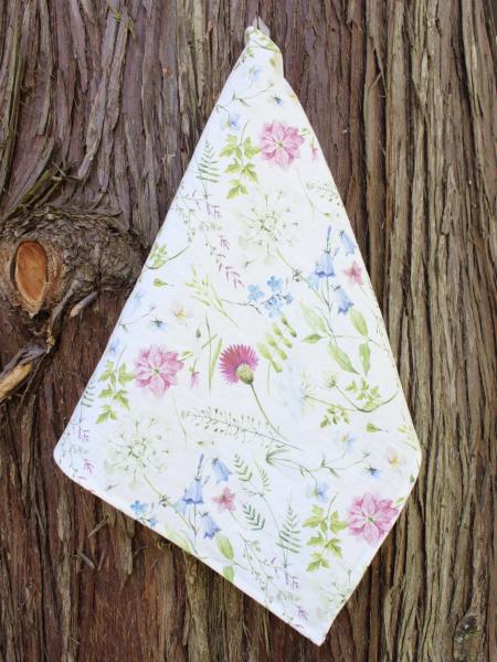 Linen Tea Towel Watercolor Herbs and Wildflowers