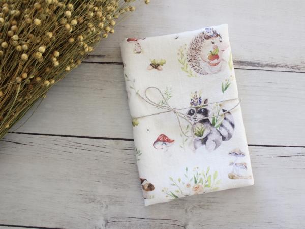 Linen Tea Towel  Watercolor Watercolor Hedgehogs, Raccoons & Mushrooms picture