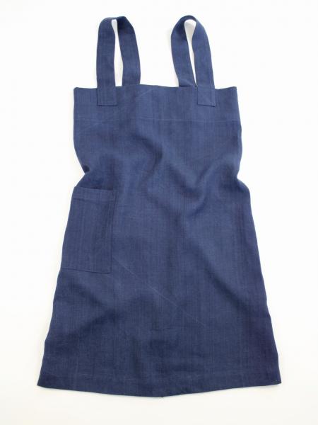 Linen cross back apron Navy Blue Aged picture