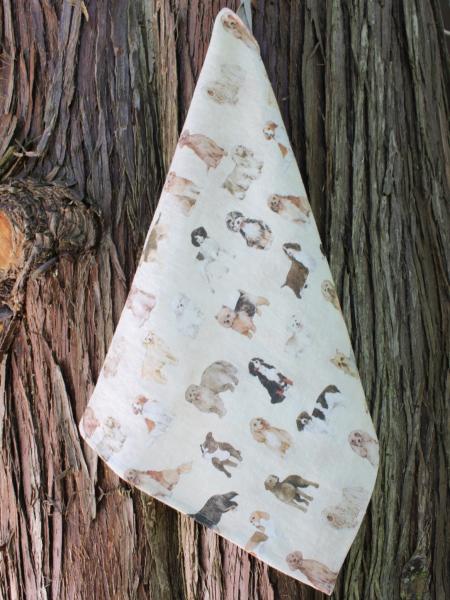 Linen Tea Towel Watercolor Dogs picture