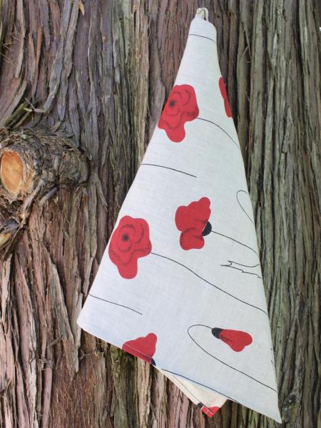 Linen Tea Towel  Red Poppies picture