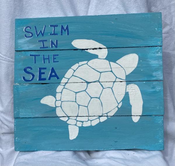Swim in the sea with a turtle