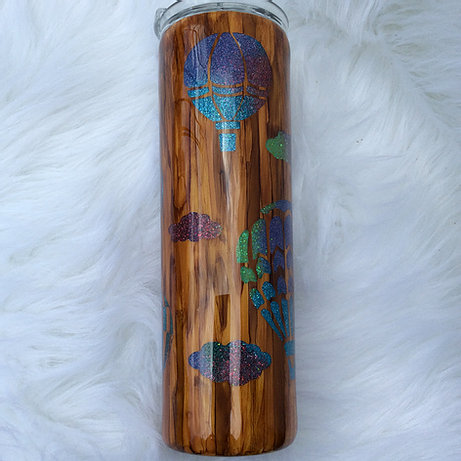 Wood Grain Hot Air Balloon Thermal Tumbler picture