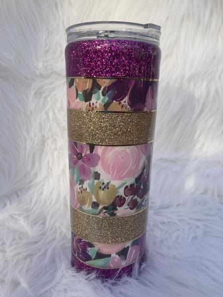 Floral Striped Thermal Tumbler picture