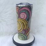 Pink Grey Swirl Shells Thermal Tumbler