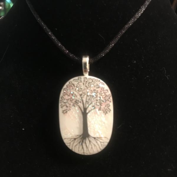 Black on white tree of life pendant