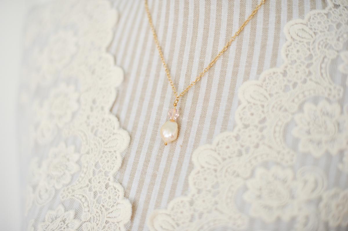 Gold filled pearl necklace and earring set picture