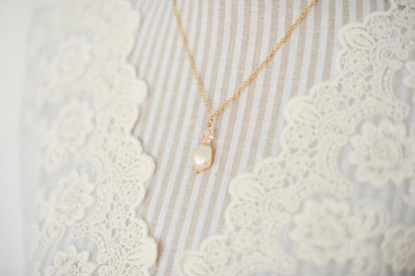 Gold filled pearl necklace and earring set picture