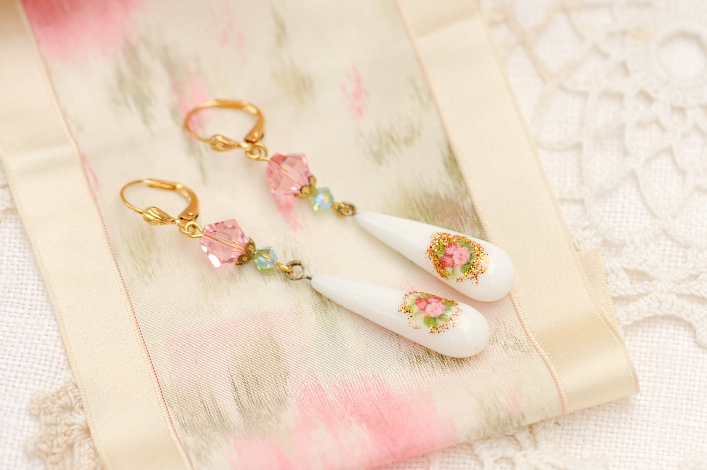 Milk glass earrings picture