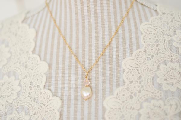 Gold filled pearl necklace and earring set
