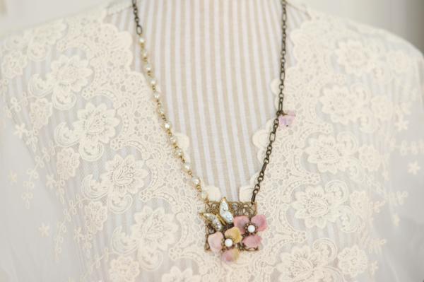 Vintage assemblage butterfly necklace picture