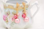 Pink pearl earrings