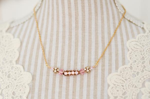 Dainty pink rhinestone necklace
