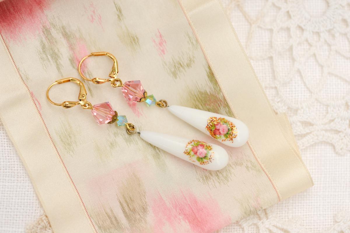 Milk glass earrings picture