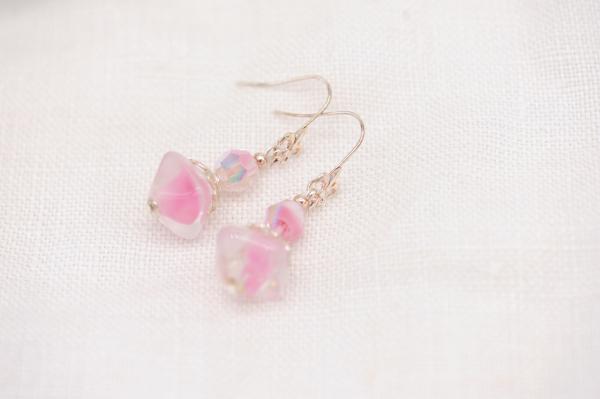 Pink givre glass earrings picture