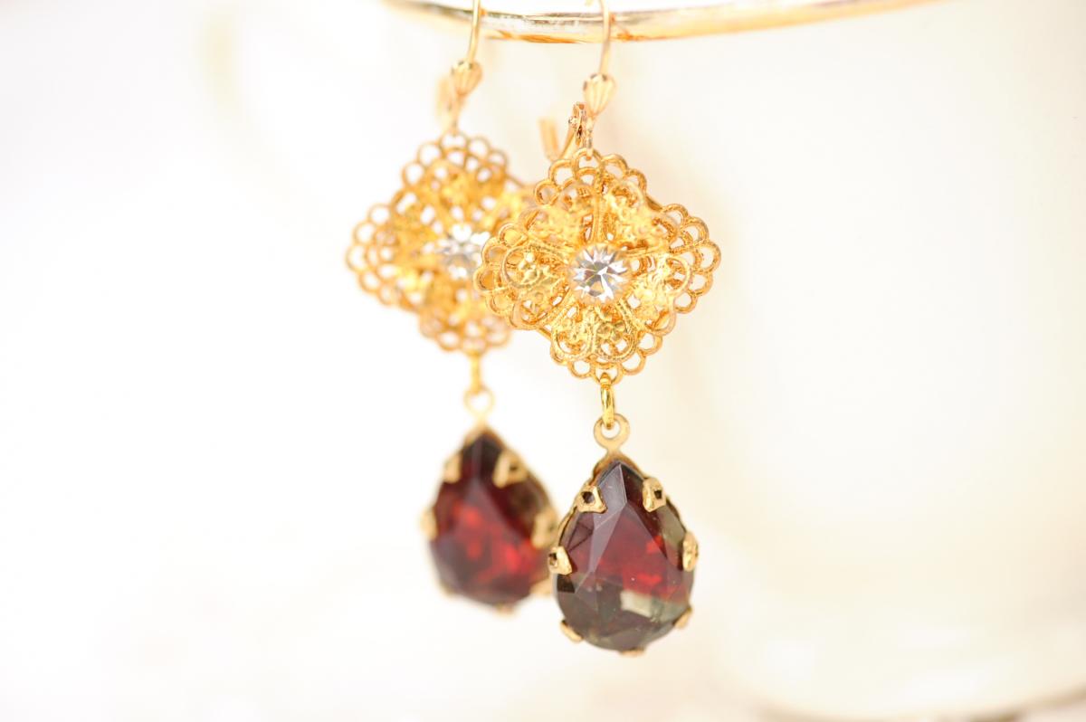 Red rhinestone earrings picture