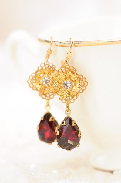 Red rhinestone earrings picture