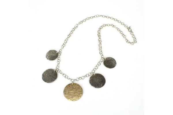 5 Discs Silver and Gold Necklace