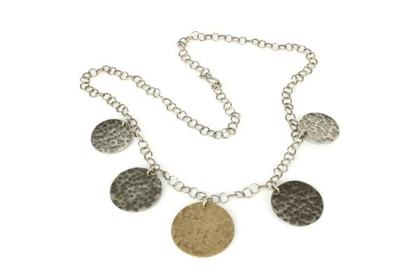 5 Discs Silver and Gold Necklace picture