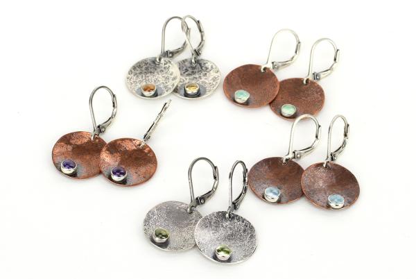 Small Disc Earrings with Gemstones