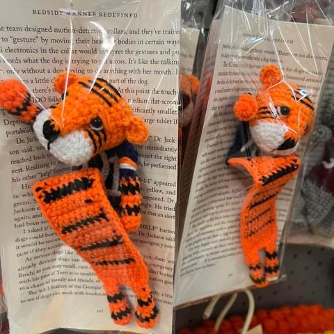 Auburn I spired Tiger Bookmark. Handmade. Crochet picture