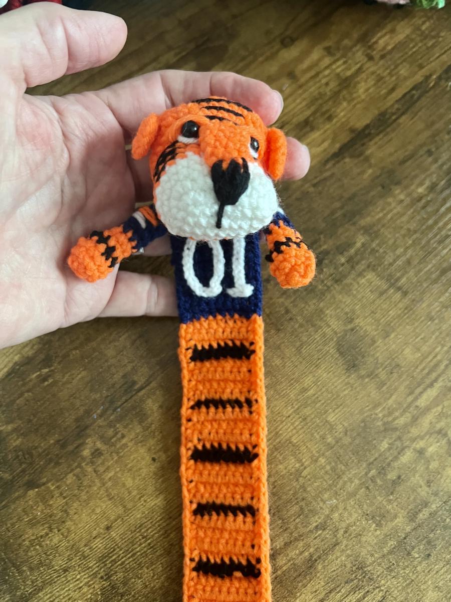 Auburn I spired Tiger Bookmark. Handmade. Crochet picture