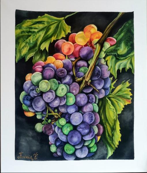 Silk painting Grapes