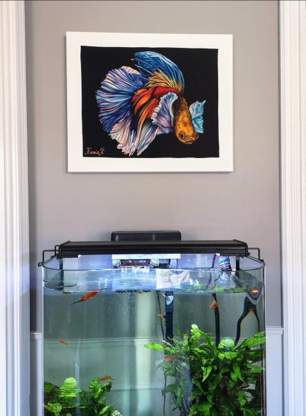 Silk painting Betta fish picture