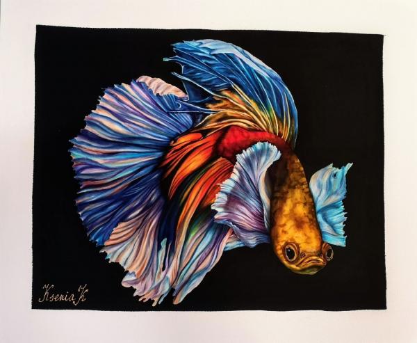 Silk painting Betta fish picture