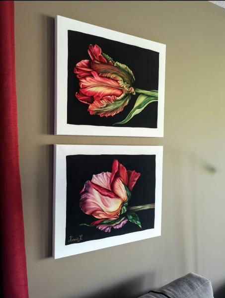 Silk painting Parrot tulip picture