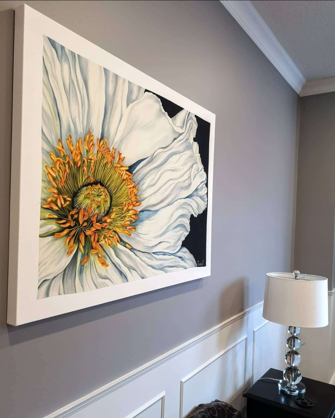 Silk painting Icelandic poppy picture