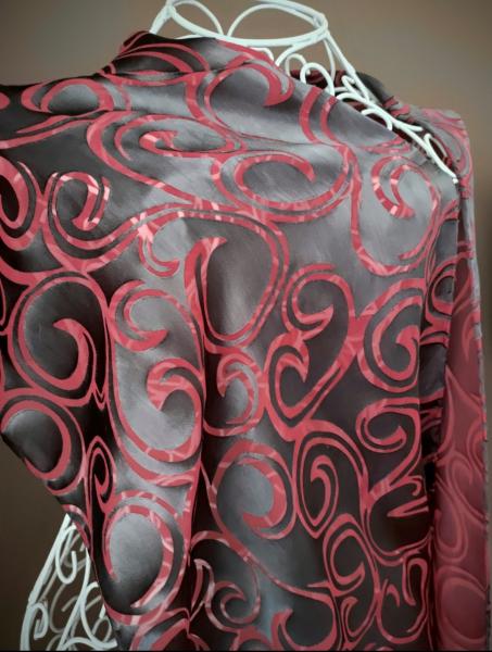 Silk rayon scarf Black with Red picture