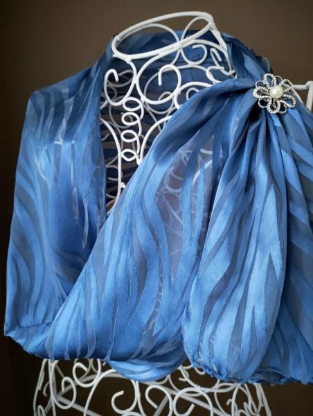 Silk rayon scarf Blue stripes picture