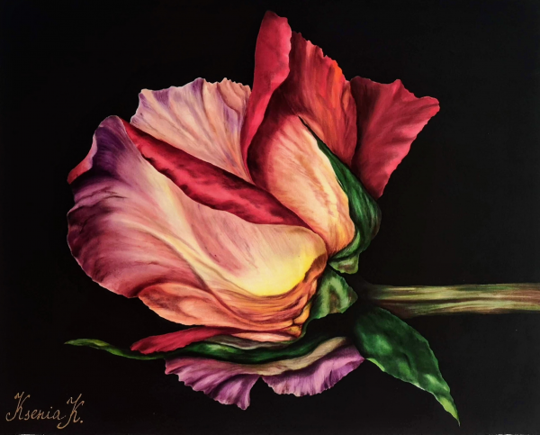 Silk painting Rose
