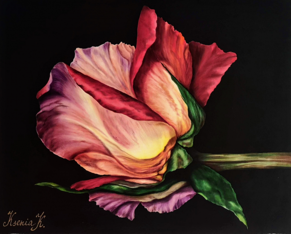 Silk painting Rose picture