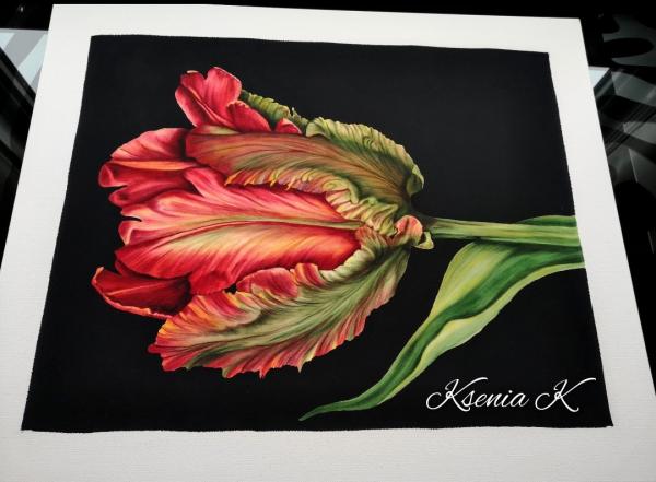 Silk painting Parrot tulip picture