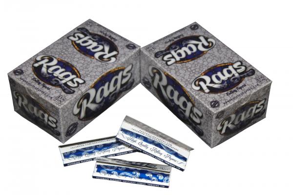 RAGS ROLLING PAPERS 1 -1/4" BOX OF 50 BOOKLETS (BLUE)