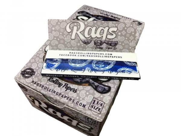 RAGS ROLLING PAPERS 1 -1/4" BOX OF 50 BOOKLETS (BLUE) picture