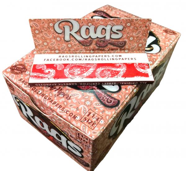 RAGS ROLLING PAPERS 1 -1/4" BOX OF 50 BOOKLETS (RED)